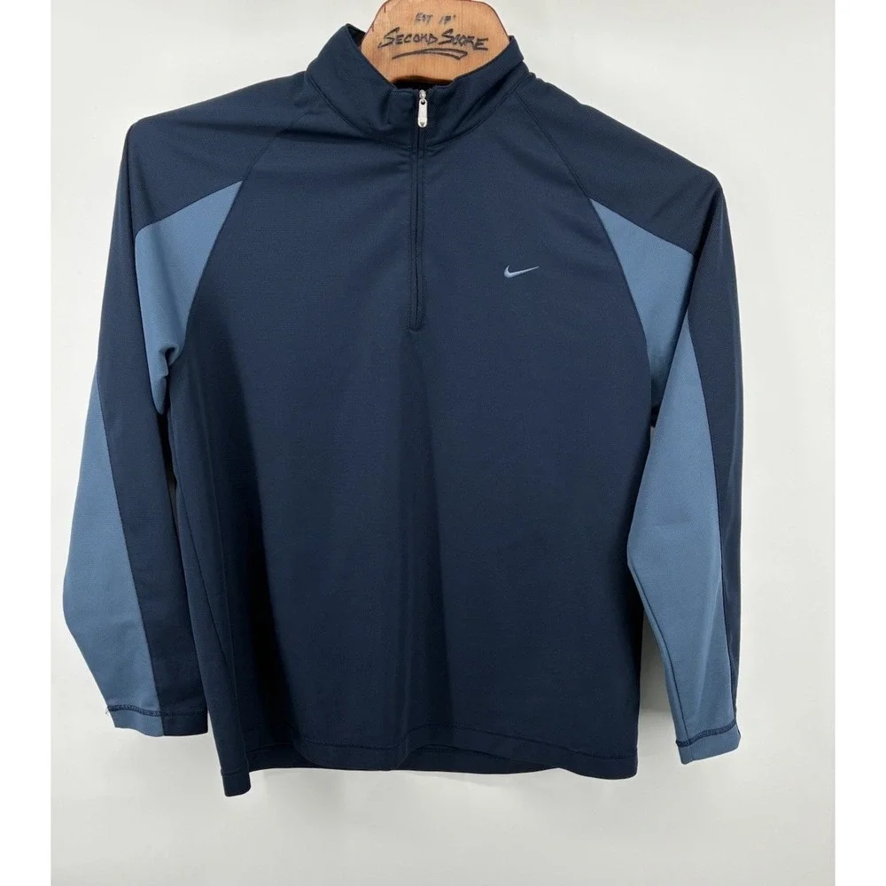 VNTG Y2K‎ Nike Silver Tag Dri-Fit 1/4 Zip Pullover Men's XL Navy